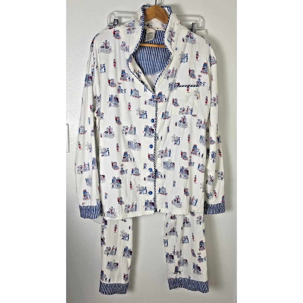 Munki Munki Flannel Pajama Set Womens L Bamboo Cotton Costco Print Soft Cozy PJs